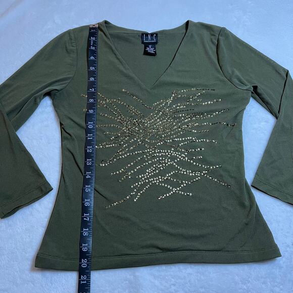 Vintage INC International Concepts V-Neck Mesh Sequin Top Size Small 90s Y2K - Picture 7 of 7